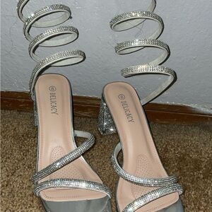 Delicacy Silver Strappy Women's Heels